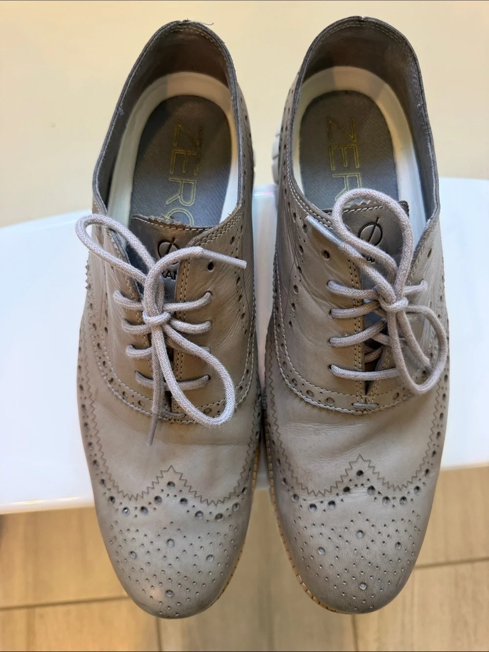 Men's Cole Haan Wingtip Oxford Leather Lace-Up - Taupe